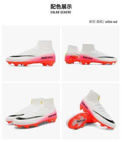 New Men Soccer Shoes Boys Cleats Adult Outdoor Breathable Football Boots Training Sport Long Spikes Non Slip Match Comfortable