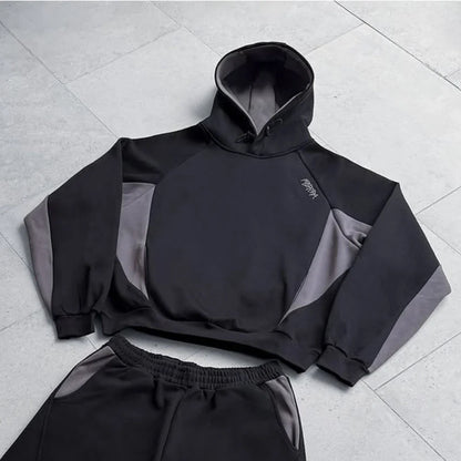 Autumn and winter new trendy men's and women's high street Japanese casual sports letter hooded sweatshirt and pants set