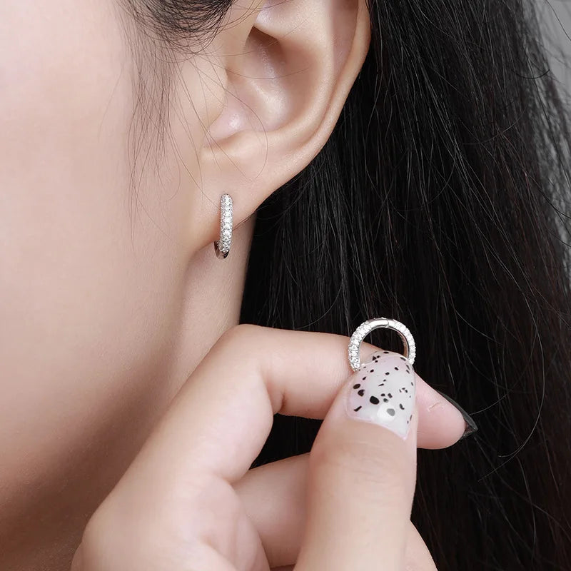 Luxury Designer 0.8cttw D Color Full 1mm Moissanite Hoop Earrings S925 Sterling Silver Earring For Women Party Fine Jewelry