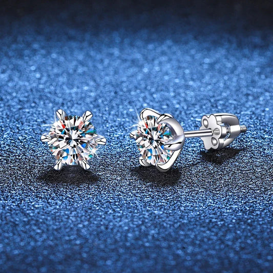 NeeTim 1ct 2ct Moissanite Screw Earrings for Women 925 Sterling Silver with Gold Plated Diamond Wedding Party Girl Stud Earrings