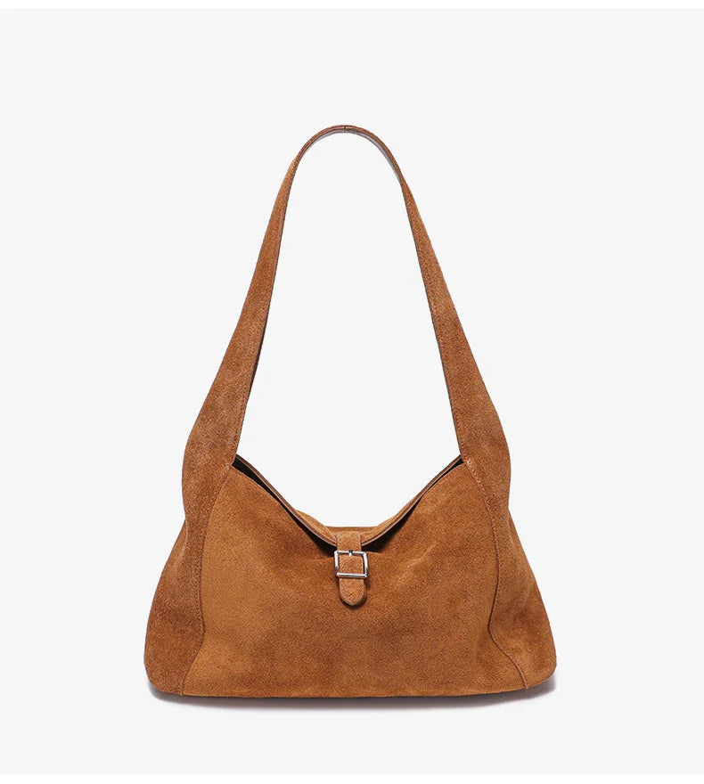 New Winter Women's Natural Suede Leather Bags Female Soft Cowhide Durable Crossbody Shoulder Bag Ladies Fashion Commute Handbags