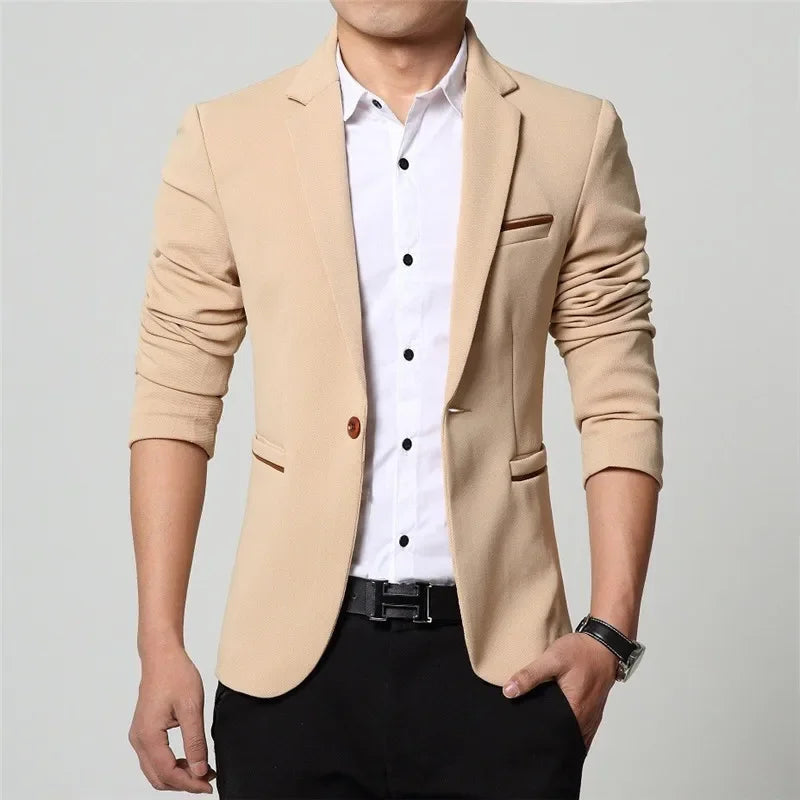 2025 New Fashion Spring  Autumn Casual Men Blazer Cotton Slim England Suit Blaser Masculino Male Jacket Blazer Men Size M-5XL
