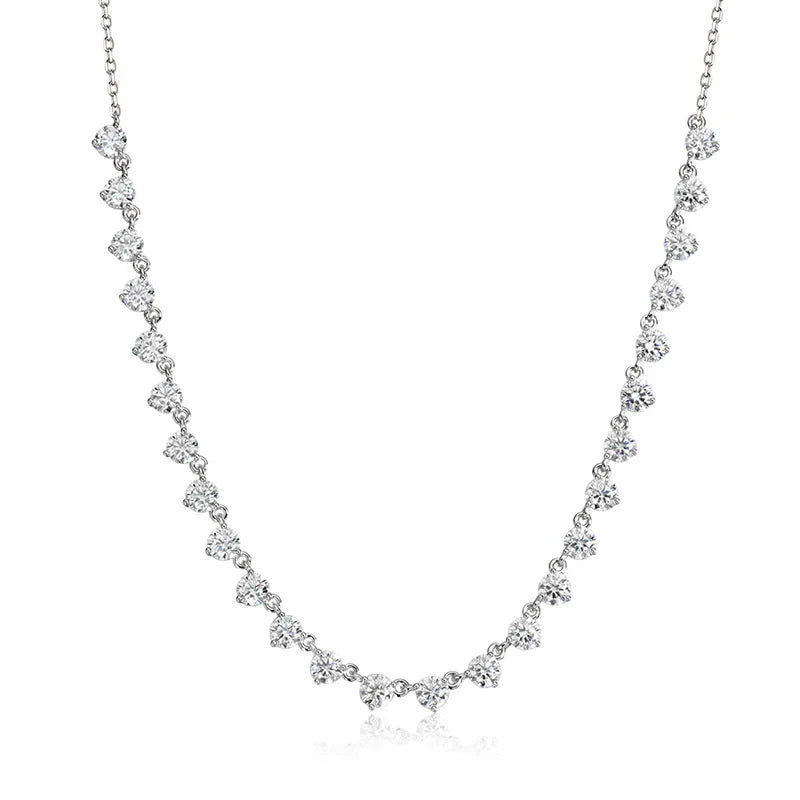 4mm All Moissanite Necklaces for Women 42cm Adjustable Chain Sparkling 1/2 Tennis Necklace 925 Sterling Silver Jewelry