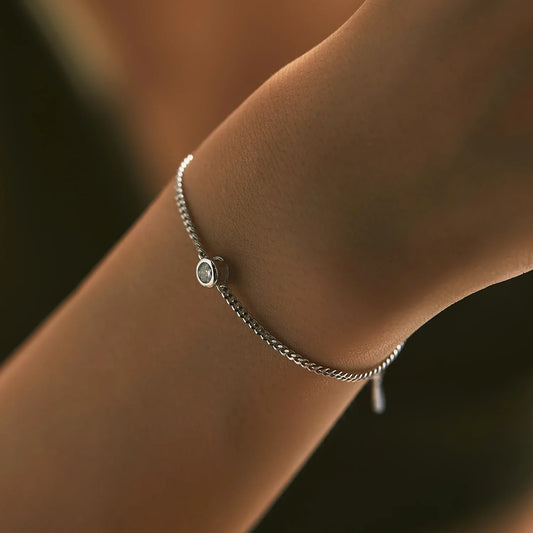 Bracelet en moissanite 0,25 carat, serti clos, pour femmes, en argent sterling 925, élégant, pour mariage
