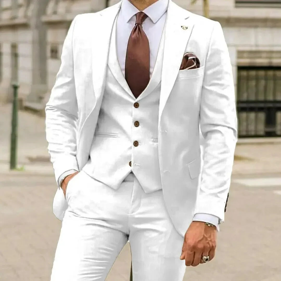 Notch Lapel Men Suits Slim Fit Business Formal 3 Pieces Suits Set for Man Dinner Prom Groom Tuxedos Wedding Guest Wear
