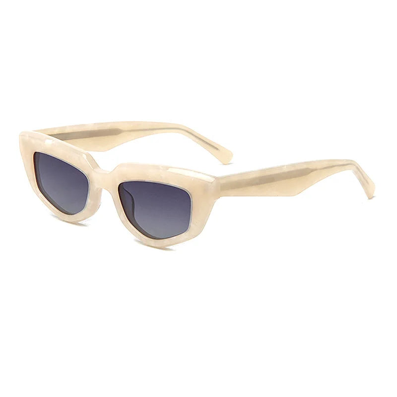 Fashion Retro Small Frame Cat Eye Women Polarized Sunglasses Trendy Personality Multilateral 3D Acetate Men SUN Glasses UV400