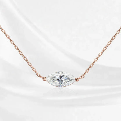 18k Plated Marquise Cut Moissanite Tennis Necklace for Women Choker Lab Diamond D Color Chain 925 Sterling Silver Jewelry