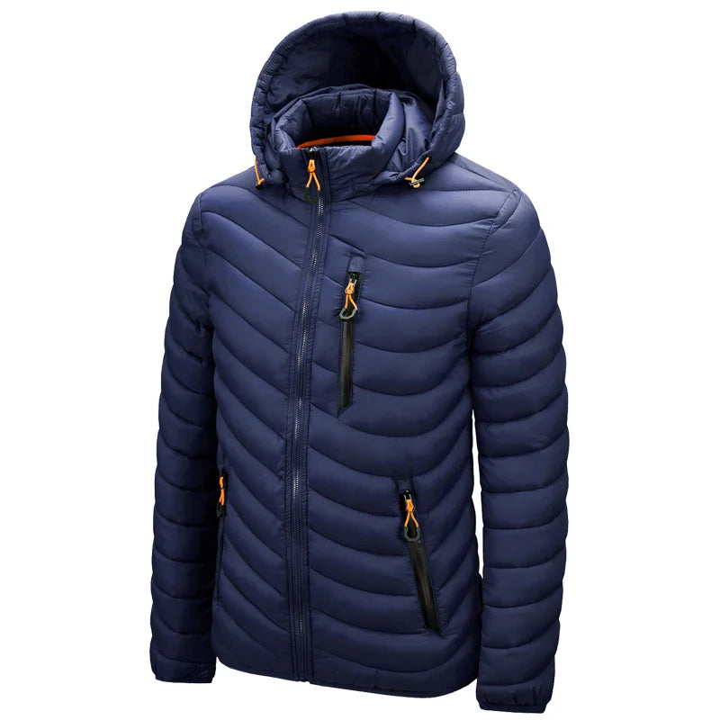 Mens Lightweight Outdoor Puffer Jacket Hooded Insulated Thermal Puffy Winter Heated Running Travle Casual Cotton Outdoor Coat