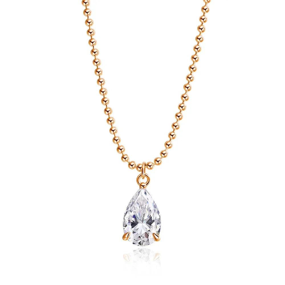 2CT 3CT 5CT 6CT Pear Cut Moissanite Necklace for Women Classic Pendant Sterling Silver 925 Plated 18K Jewelry Wholesale