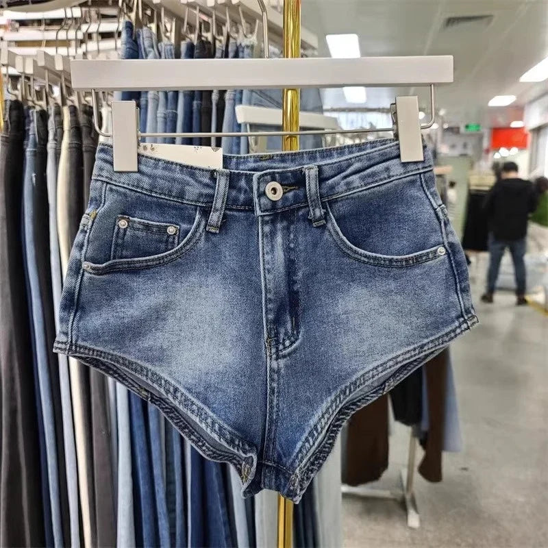 Skinny Denim Shorts, Hot Girl Y2k Ultra-short Washed Cuffed Jeans, Summer Clothes for Woman