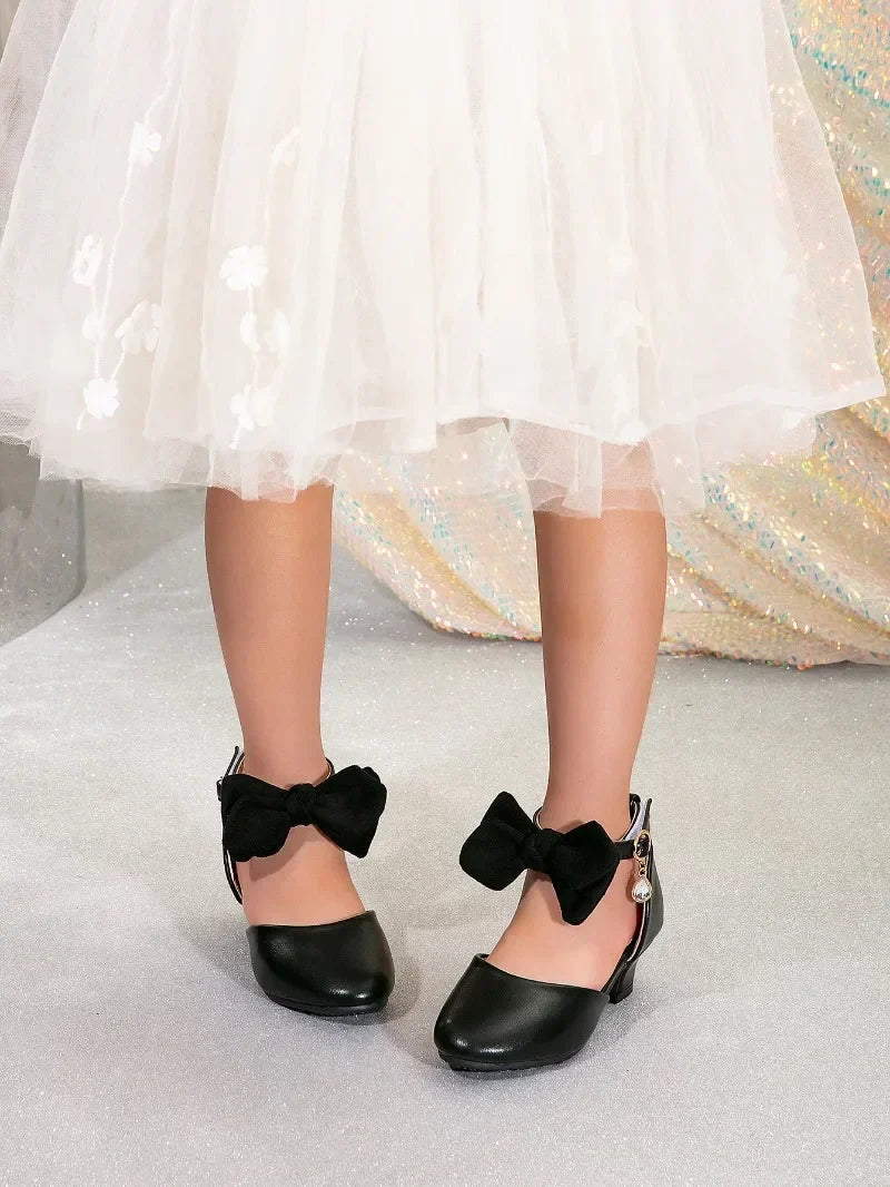 Girl Princess Dress Sandals Summer New Versatile Kids Fashion High Heels Shoes Sweet Bowknot Versatile Children Causal Sandals
