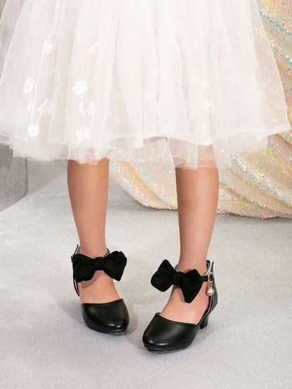 Girl Princess Dress Sandals Summer New Versatile Kids Fashion High Heels Shoes Sweet Bowknot Versatile Children Causal Sandals