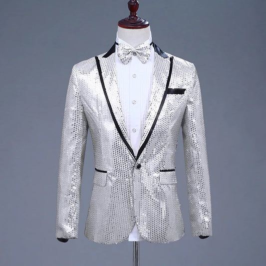 New Men's Suit Jackets Fashion Sequins Boutique Blazer Coats Men Stage Performance Costumes Bar Nightclub Street Artist Clothes