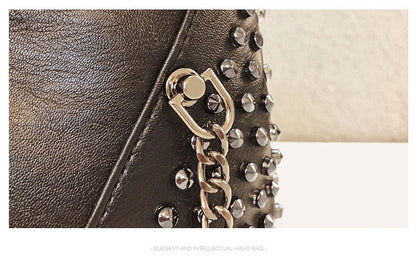 Studded Shoulder Bag for Women Leather Punk Style Rock Rivet Crossbody Bag Handbag with Chain Wallet Purse for Girls