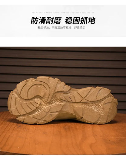 Men's Outdoor Short Boot Thick Soled High Top Casual Shoes Fashionable Trendy Shoes Male Sports Shoe Autumn Bare Boots 2024 New