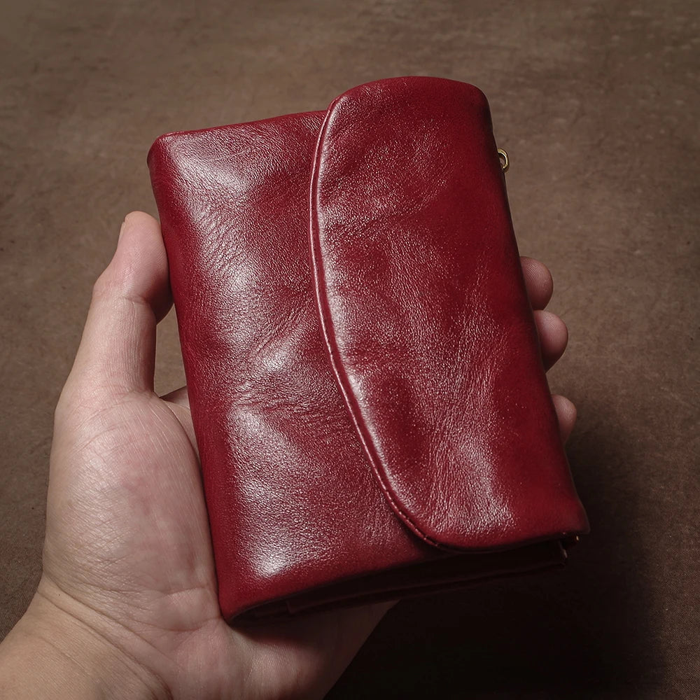 Vintage Genuine Leather Trifold Wallet for Men Women Zipper Coin Purse Driver License ID Credit Card Luxury Cowhide Wallet