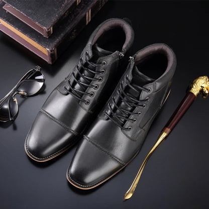 ZFTL New Men Ankle boots Handmade men Chelsea Genuine Leather Men boots Lace-up male Casual high-top boots big size 2025