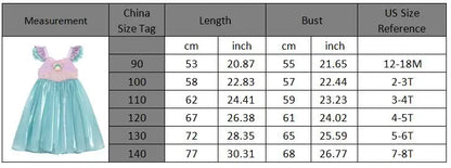 Kids Little Mermaid Summer Girls Casual Dress Ariel Princess Dress Cute Birthday Party Costume Kids Dress