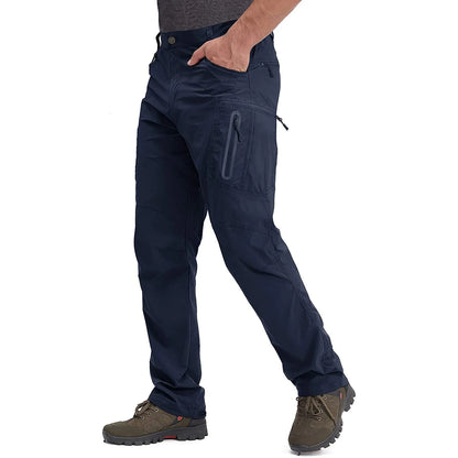 Summer Lightweight Trousers Mens Fishing Pants Outdoor Hiking Nylon Quick Dry Pockets Cargo Pants Casual Work Trousers