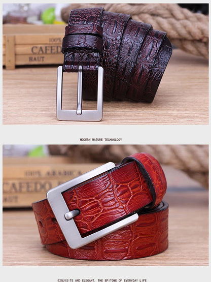 3.8CMNew Fashion Luxury Crocodile Skin Design men belt Genuine Leather Pin Buckle Alligator Jeans belts for Men's Cinto