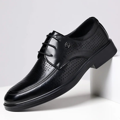 Summer New Hallow Leather Shoes for Men Solid Color Lace Fashion Business Casual Shoe Male Breathable Dress Elegant Shoes Man