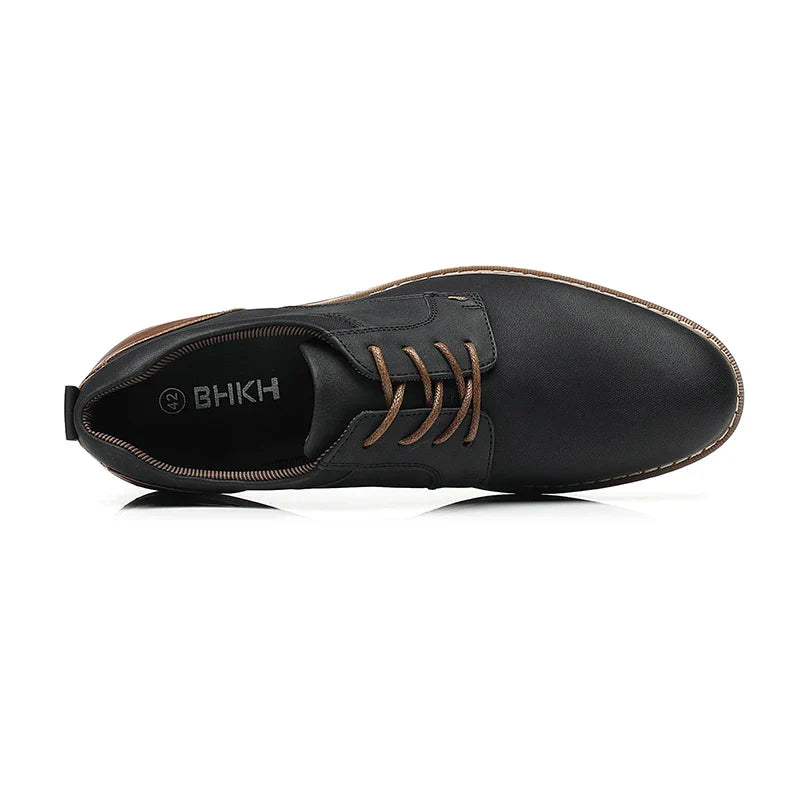 Shoes For Men Spring/Summer Pu Leather Breathable Casual Shoes Lace up Office Style Business Men's Sneaker