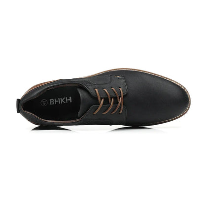 Shoes For Men Spring/Summer Pu Leather Breathable Casual Shoes Lace up Office Style Business Men's Sneaker