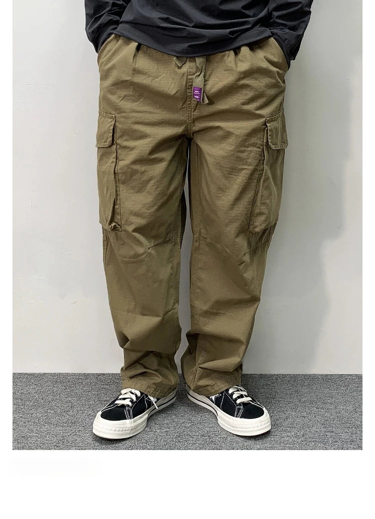 High Quality Cotton Cargo Pants Mens Clothing Plus Size Casual Pants Japanese Harajuku Casual Tactical Joggers Baggy Trousers