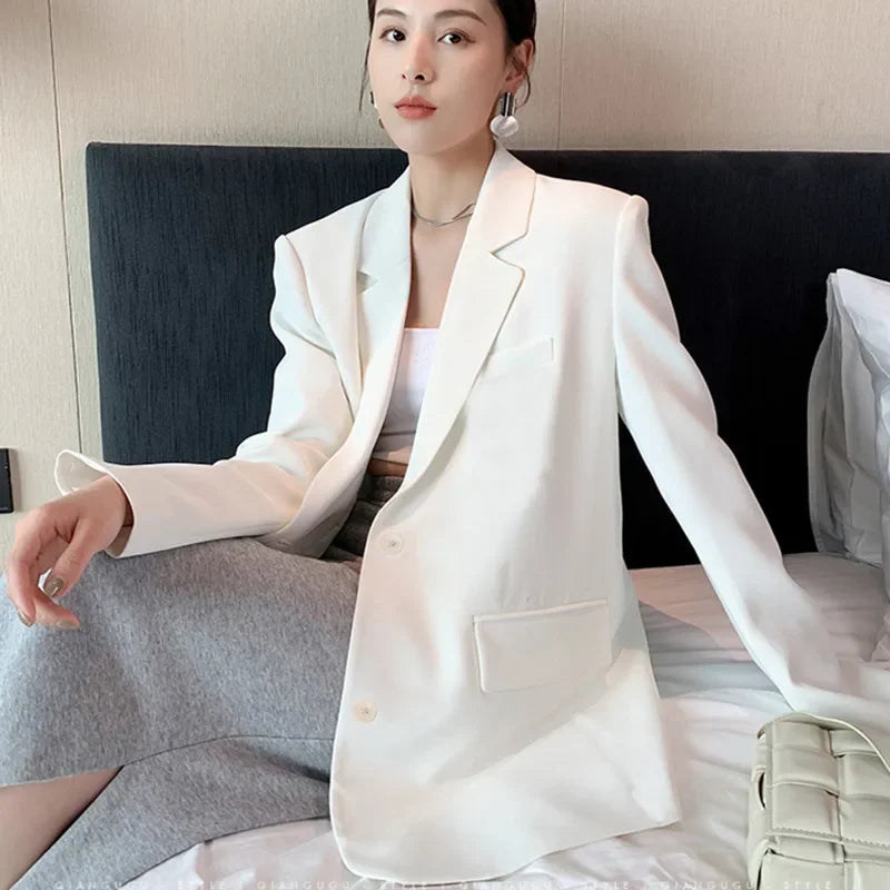 White Suit Jacket Female  2026 New Korean Version Loose Online Celebrity Casual Professional Fashion Small Suit Jacket