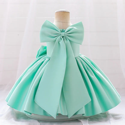 Big Bow Baby Girls Party Dress Toddler 1st Birthday Baptism Princess Kids Dresses for Girl White Wedding Prom Christmas Costumes