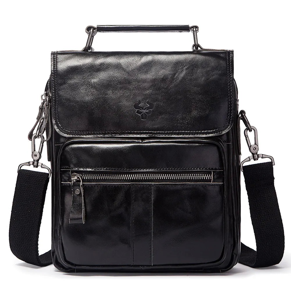 Genuine Leather Men's Shoulder Bag Luxury Work Business Messenger Bags Fashion Male Crossbody with Adjustable Straps
