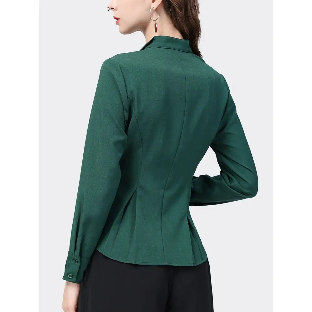 Temperament Skinny Solid Notched Pleated Button Elegant Blazers Graceful Intellectual Women's Clothing 2022 Thin Autumn Winter