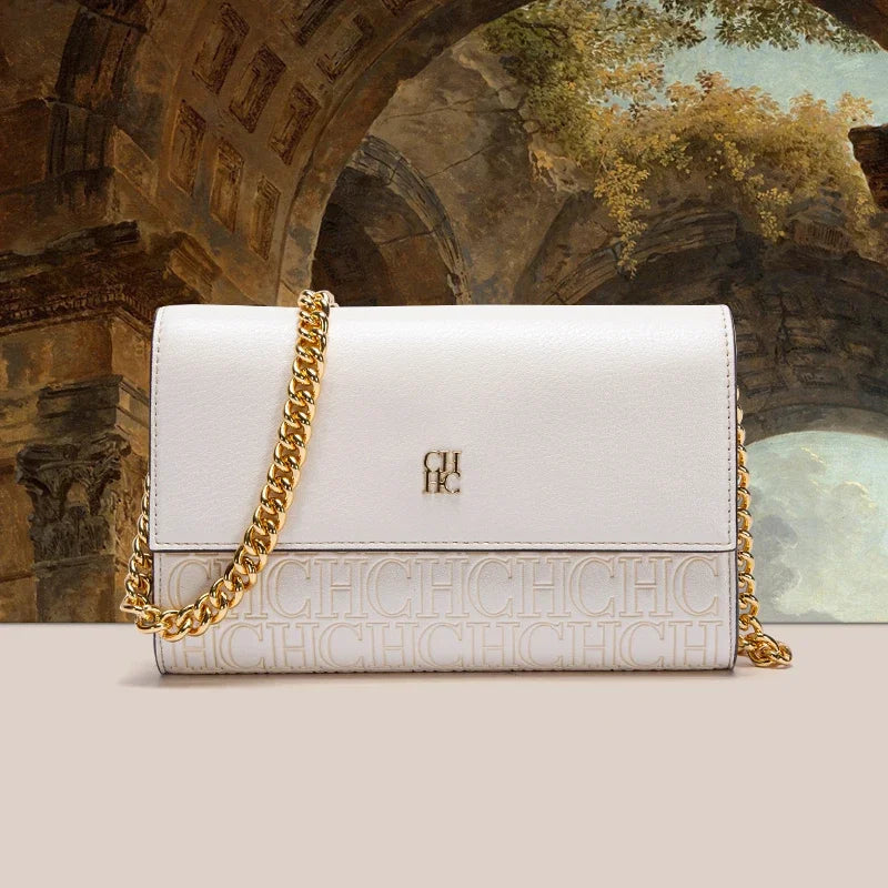 Classic Style Fashion Retro New Women's Crossbody Exquisite Craftsmanship Letters Printing Design Simple Versatile Chain Bag