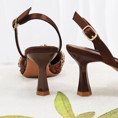 Slip-on High Heels and Matching Small Bag Nigeria Fashionable Party Pointed Shoes with Bag or A Pair of Work Shoes