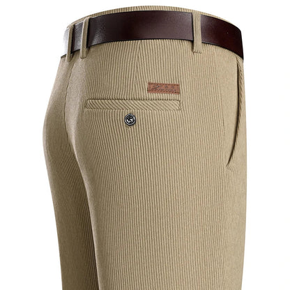 Mens Business Casual Pants Corduroy Suit Pants Autunn Formal Dress Pants Brown Navy Khaki 29-42