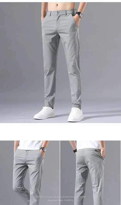 Summer Thin Slim Casual Pants Men Classic Business Cotton Stretch Golf Trousers Korean Male Clothing Work Khaki Chino Pants Man