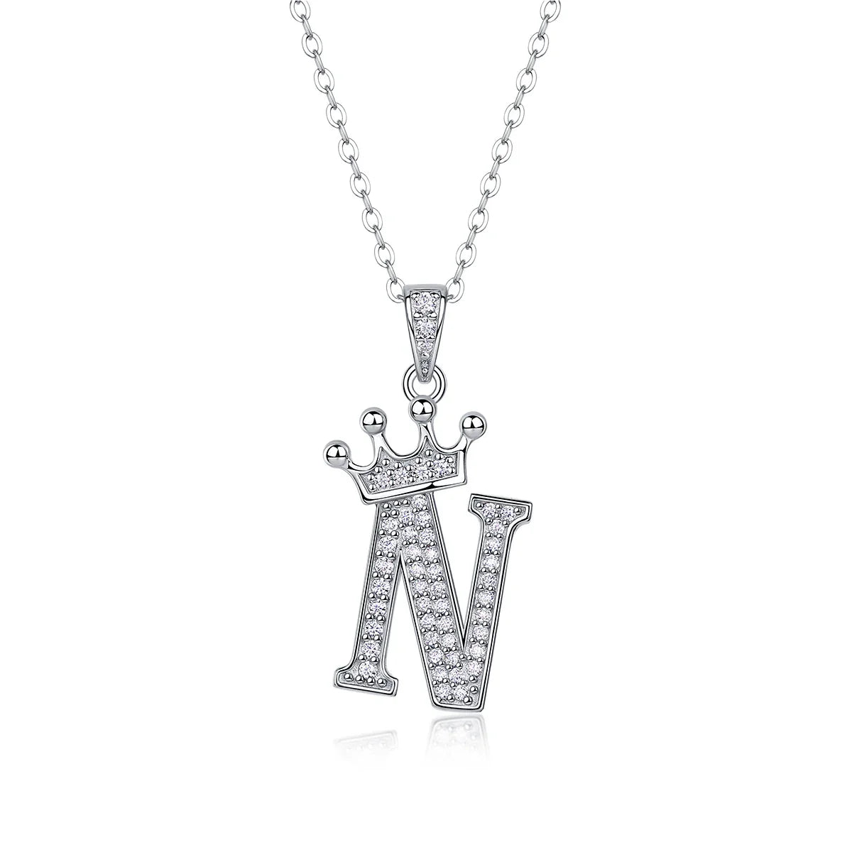 925 Silver Initial Necklace Sparkling Full Moissanite Diamond Pendant Charm Necklaces for Women Letter Name Choker Jewelry Gift