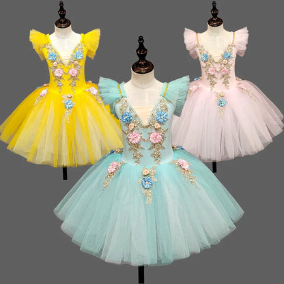 Children's Ballet Skirt Dance Girls Dress Tutu Performance Costume Flower Princess Ballet Girl Clothing Vestidos Kids Ballerine