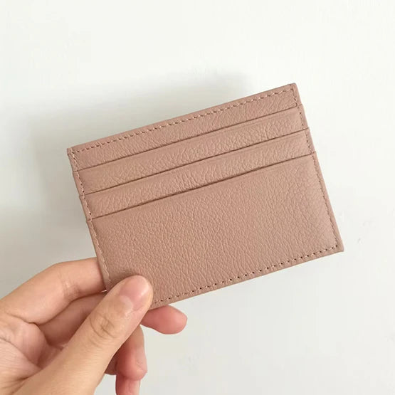 Porte-cartes en cuir de vachette avec logo personnalisé pour femme et homme, sac à cartes fin en cuir véritable, gravure du nom, portefeuille de luxe décontracté