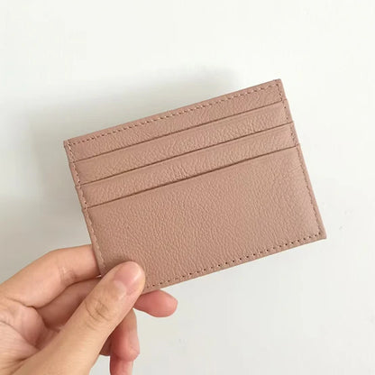 Porte-cartes en cuir de vachette avec logo personnalisé pour femme et homme, sac à cartes fin en cuir véritable, gravure du nom, portefeuille de luxe décontracté