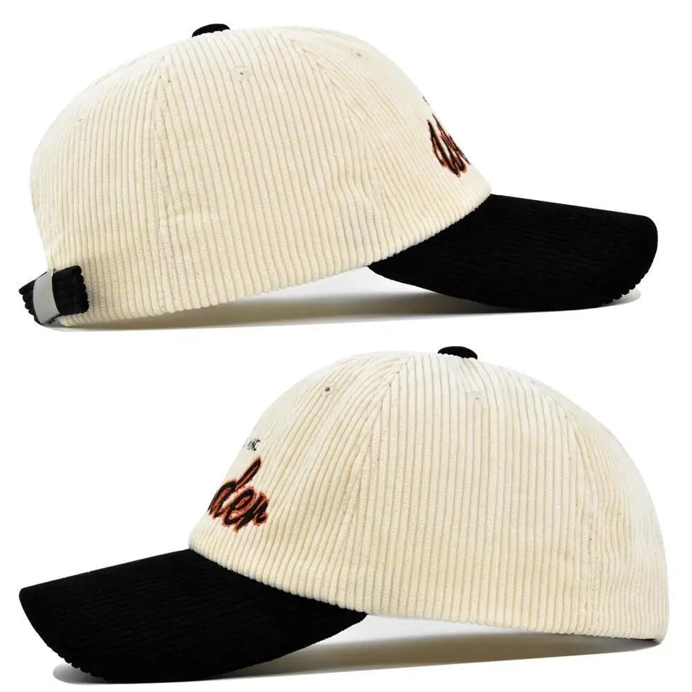 Corduroy Embroidery Baseball Cap Korean Retro Adjustable Hat for Men Women Casual Outdoor Travel Breathable Fashion Sports Wear