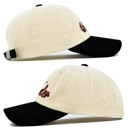 Corduroy Embroidery Baseball Cap Korean Retro Adjustable Hat for Men Women Casual Outdoor Travel Breathable Fashion Sports Wear