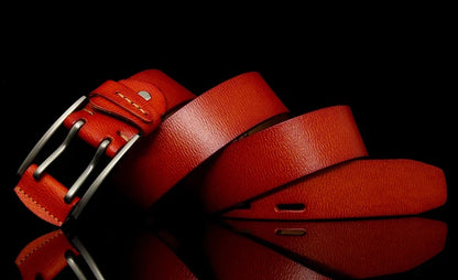 4 CM Width Fashion British Style Double Pin Buckle High Quality Genuine Leather Belt For Men Casual Jeans Waistbands Strap