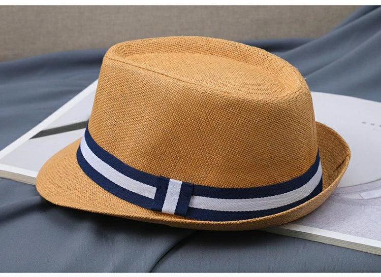 New Hat Men Summer Short Shading Fashion Jazz Gentleman Hat Middle-aged and Old Outdoor Leisure Joker Hat