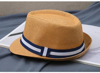 New Hat Men Summer Short Shading Fashion Jazz Gentleman Hat Middle-aged and Old Outdoor Leisure Joker Hat