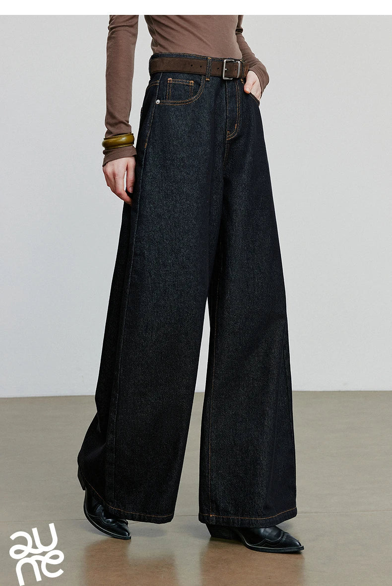 Women Denim Jeans 2025 Autumn New loose Curved Banana Wide Leg Pants