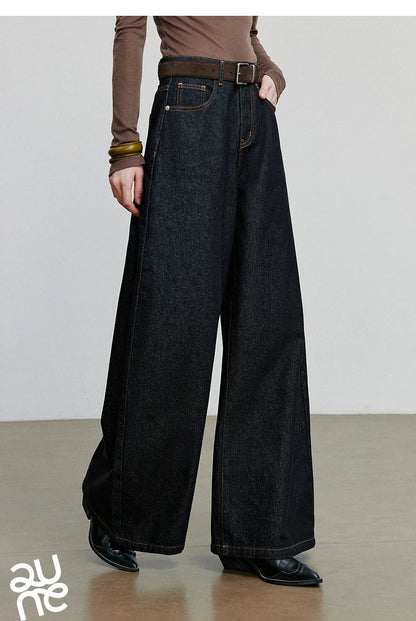 Women Denim Jeans 2025 Autumn New loose Curved Banana Wide Leg Pants
