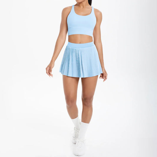 2pcs New Sexy Yoga Set Backless Cross Straps Sports Bra Fashion Breathable Culotte Yoga Shorts With Pocket Gym Women Sports Set