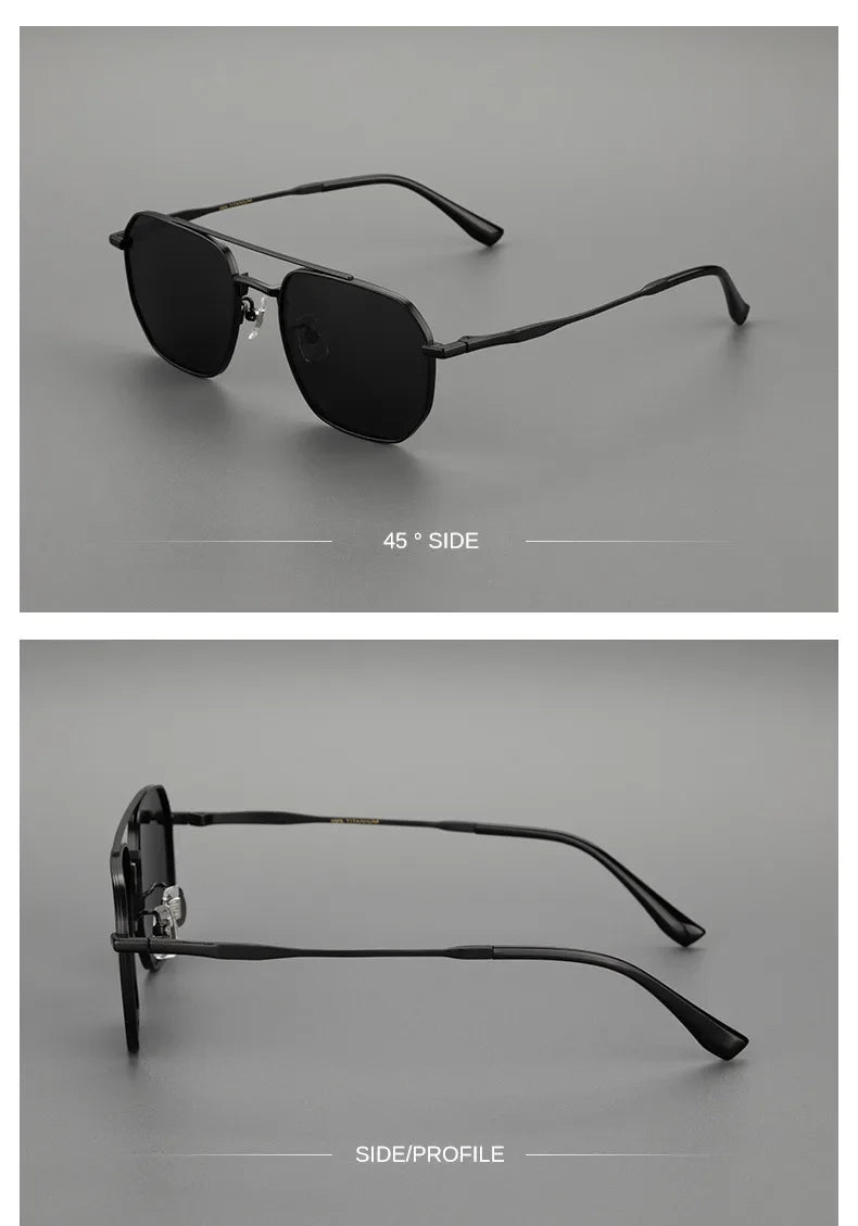 Top Quality Pure Titanium Pilot Polarized Sunglasses Men Outdoor Driving Night Vision Shades Anti-Glare Fishing UV400