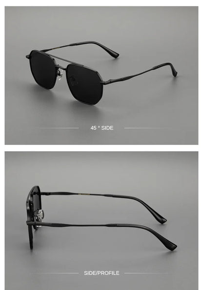 Top Quality Pure Titanium Pilot Polarized Sunglasses Men Outdoor Driving Night Vision Shades Anti-Glare Fishing UV400